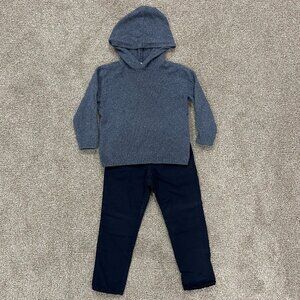 Old Navy Light Blue Hooded Pullover Sweater (3T) and Navy H&M Cotton Slacks (4T)